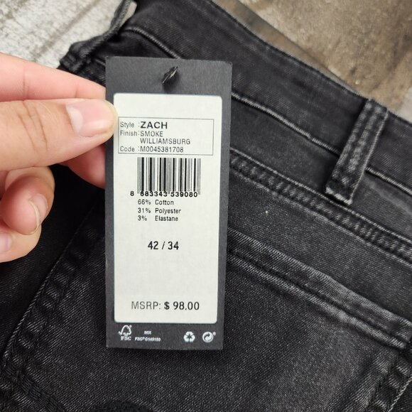 Mens Mavi Zach Straight Leg size 42x34 Mid Rise Black Denim Jeans - Picture 10 of 11